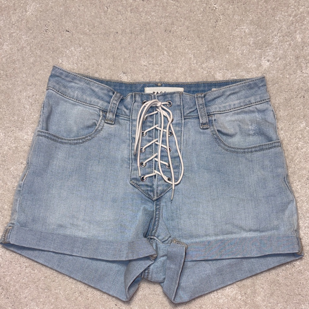 Pacsun Light Blue Lace-Up Jean Shorts